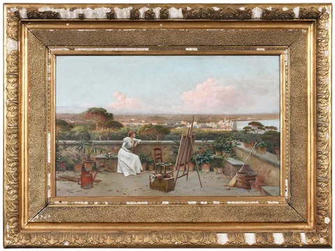 Jose Echena, Painter Resting on a Terrace, oil on canvas