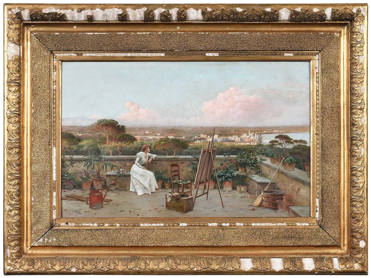 Jose Echena, Painter Resting on a Terrace, oil on canvas