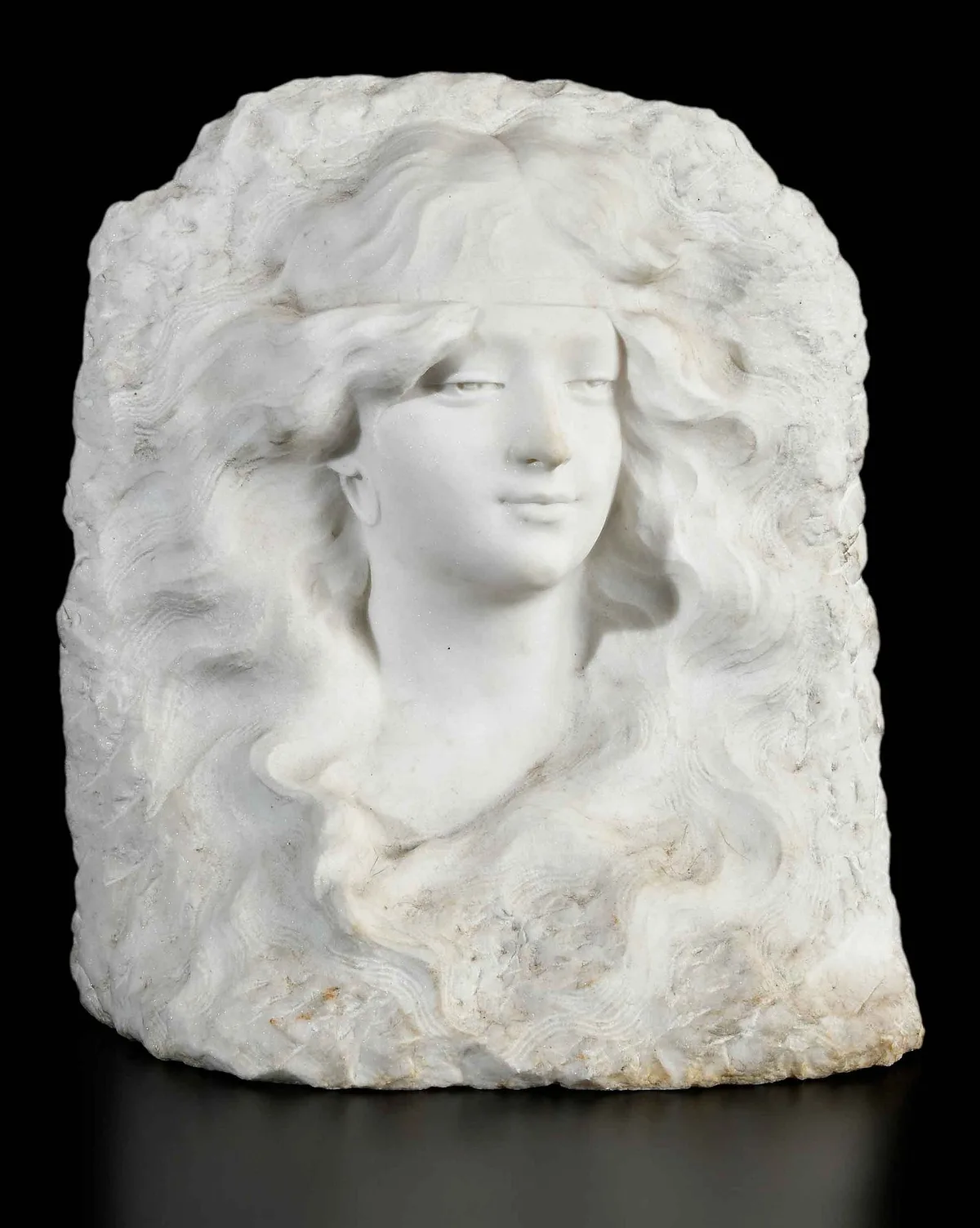 Pierre Charles Eugene Lenoir, Art Nouveau Bust of a Woman, marble