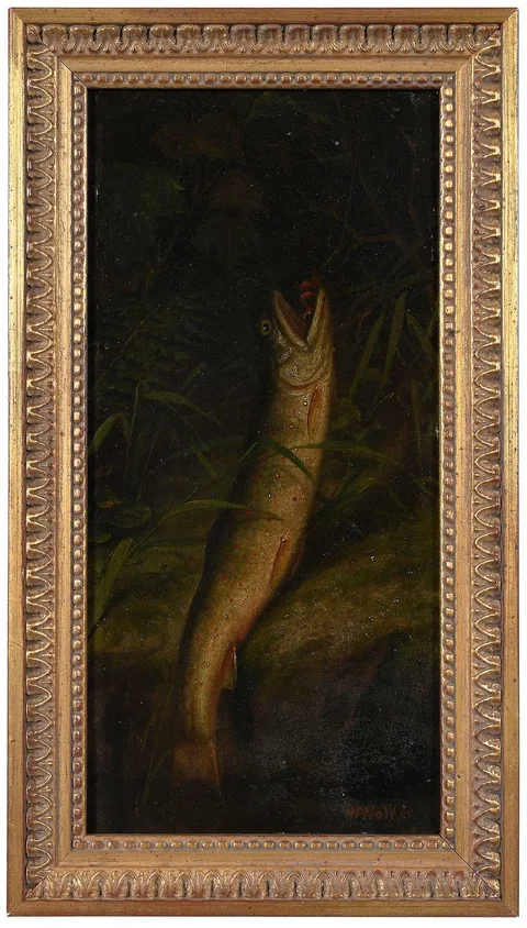 William Aiken Walker, Brook Trout, oil on panel