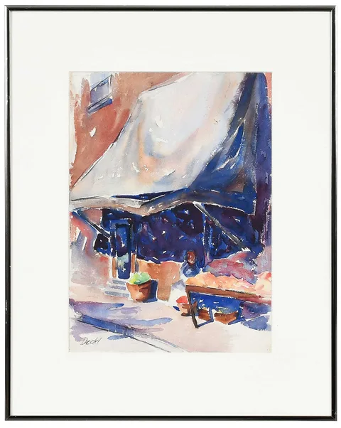 Lamar Dodd, Market Scene, watercolor on watercolor paper