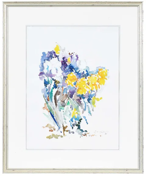 Lamar Dodd, Irises, 1992, watercolor and charcoal on watercolor paper