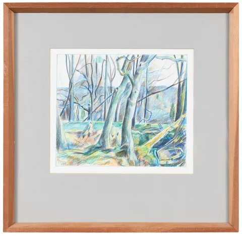 Lamar Dodd, Forest Scene, color pencil on paper