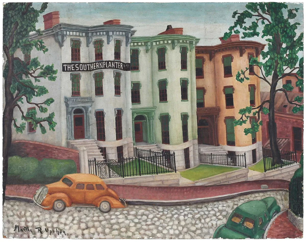 Martha Robinson Upshur, Virginia Rowhouses, The Southern Planter, oil on board