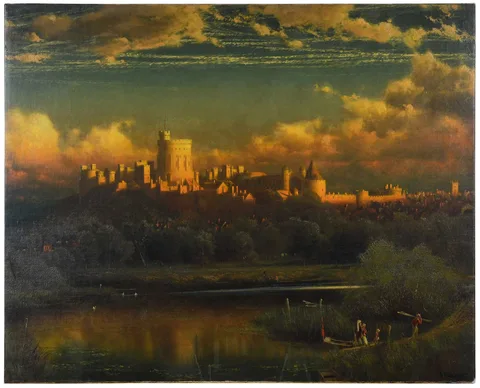 James Fairman, Windsor Castle from the River, oil on canvas
