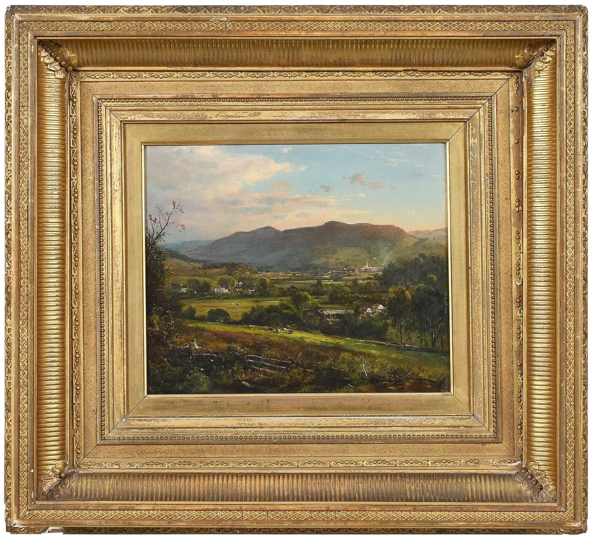 Dewitt Clinton Boutelle, Connecticut Valley, Panoramic Landscape, oil on canvas