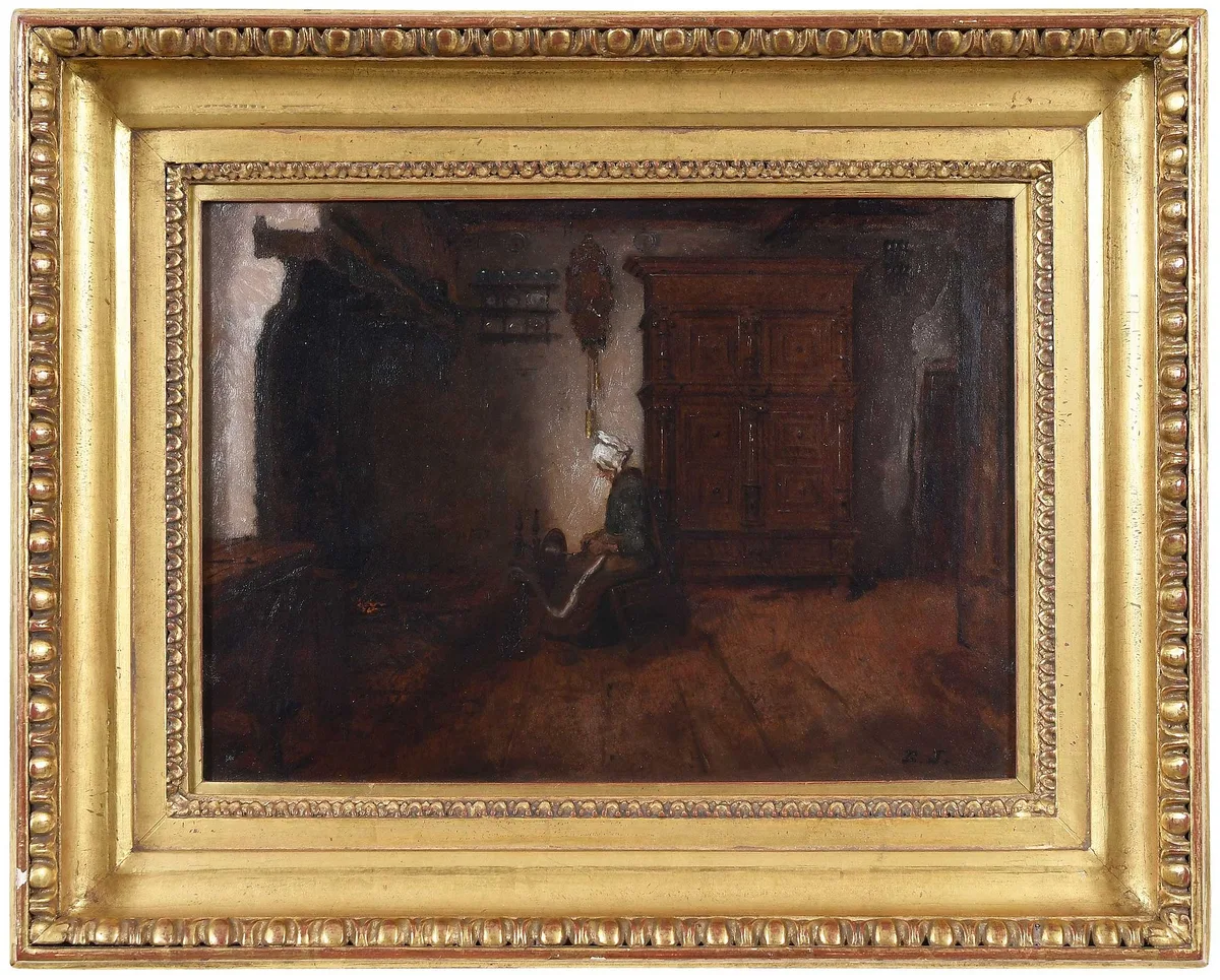 Eastman Johnson, Dutch Interior, Dongen, Province in Holland, c. 1853, oil on paper