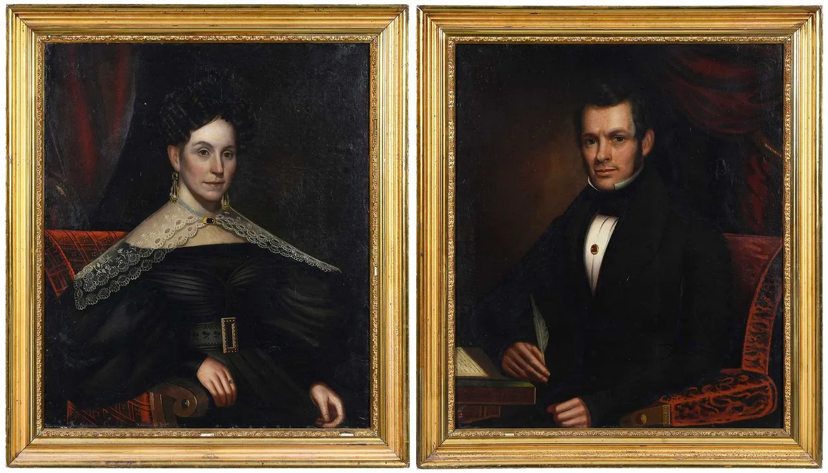 John Samuel Blunt, Pair of Portraits, Ralph and Anna Smith, oil on canvas