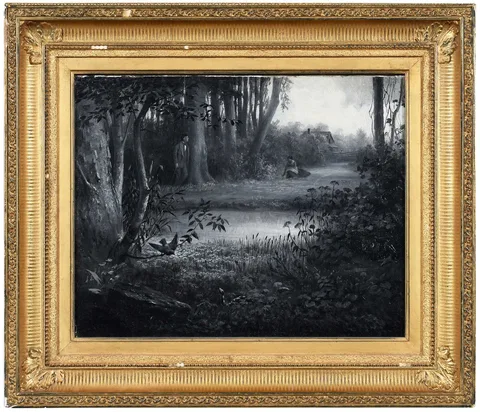 William Holbrook Beard, Serpents, oil on canvas en grisaille