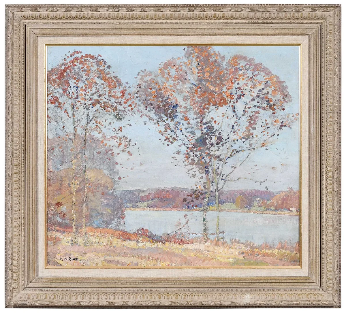 Karl Buehr, Autumn Landscape, oil on board