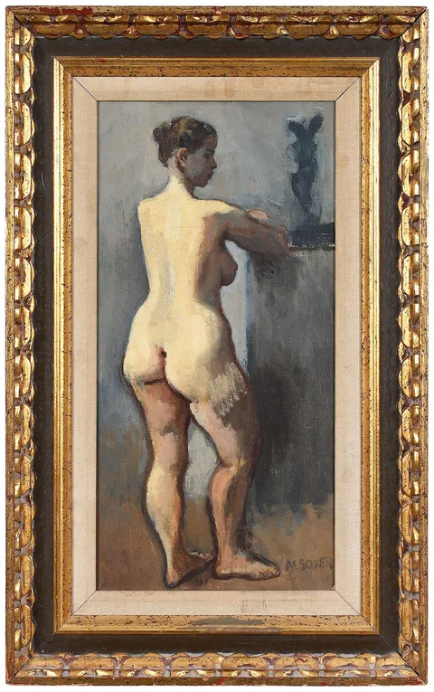Moses Soyer, Nude with Sculpture, oil on canvas