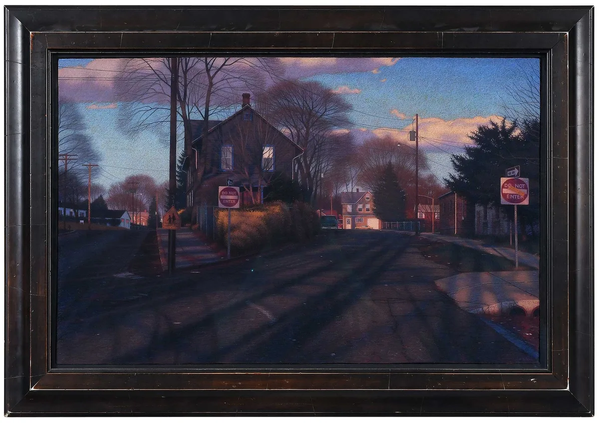 Brian Cobble, Long Island, Forsythia, pastel on primed canvas
