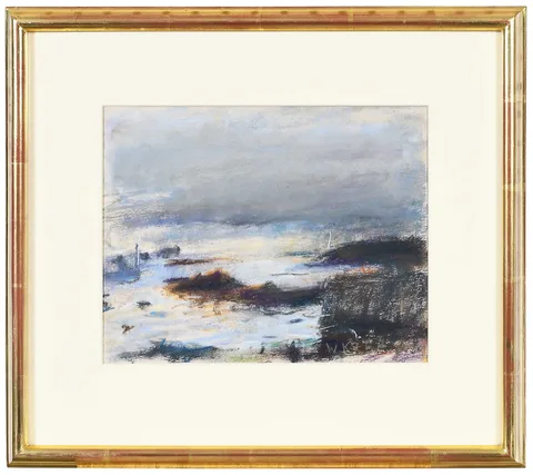 Wolf Kahn, Stonington Maine, The Harbor, 1961, pastel on paper
