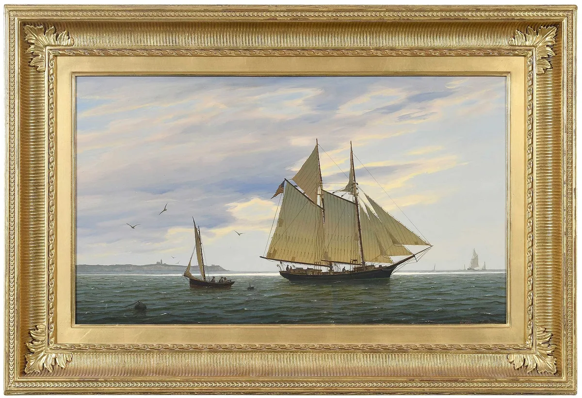 William R. Davis, Fisherman Off Gay Head, oil on Masonite