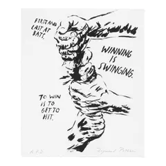 Untitled (Winning Is Swinging), from Line Drive by Raymond Pettibon, 2008, Lithograph on wove paper, offered Jul 2026