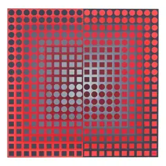 Victor Vasarely, Zoeld Red/Gray, 1972, BASF Luran in colors on aluminum