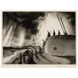 Gene Kloss, Rain Dance Beginning at Old Tamáya (Kloss 462), 1956, Etching with aquatint on wove paper