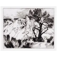 Gene Kloss, Five Mountain View Etchings, 1967-1981, Fives etchings on wove paper, each signed in pencil
