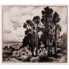 Gene Kloss, In the Berkeley Hills; Mount Wilson Narrow Gauge Trestle (Kloss 594), n.d.; 1980, Two etchings with drypoint on wove paper, each signed in pencil and titled, Mount Wilson numbered 13/5
