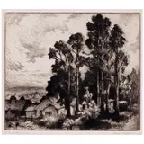 Gene Kloss, In the Berkeley Hills; Mount Wilson Narrow Gauge Trestle (Kloss 594), n.d.; 1980, Two etchings with drypoint on wove paper, each signed in pencil and titled, Mount Wilson numbered 13/5