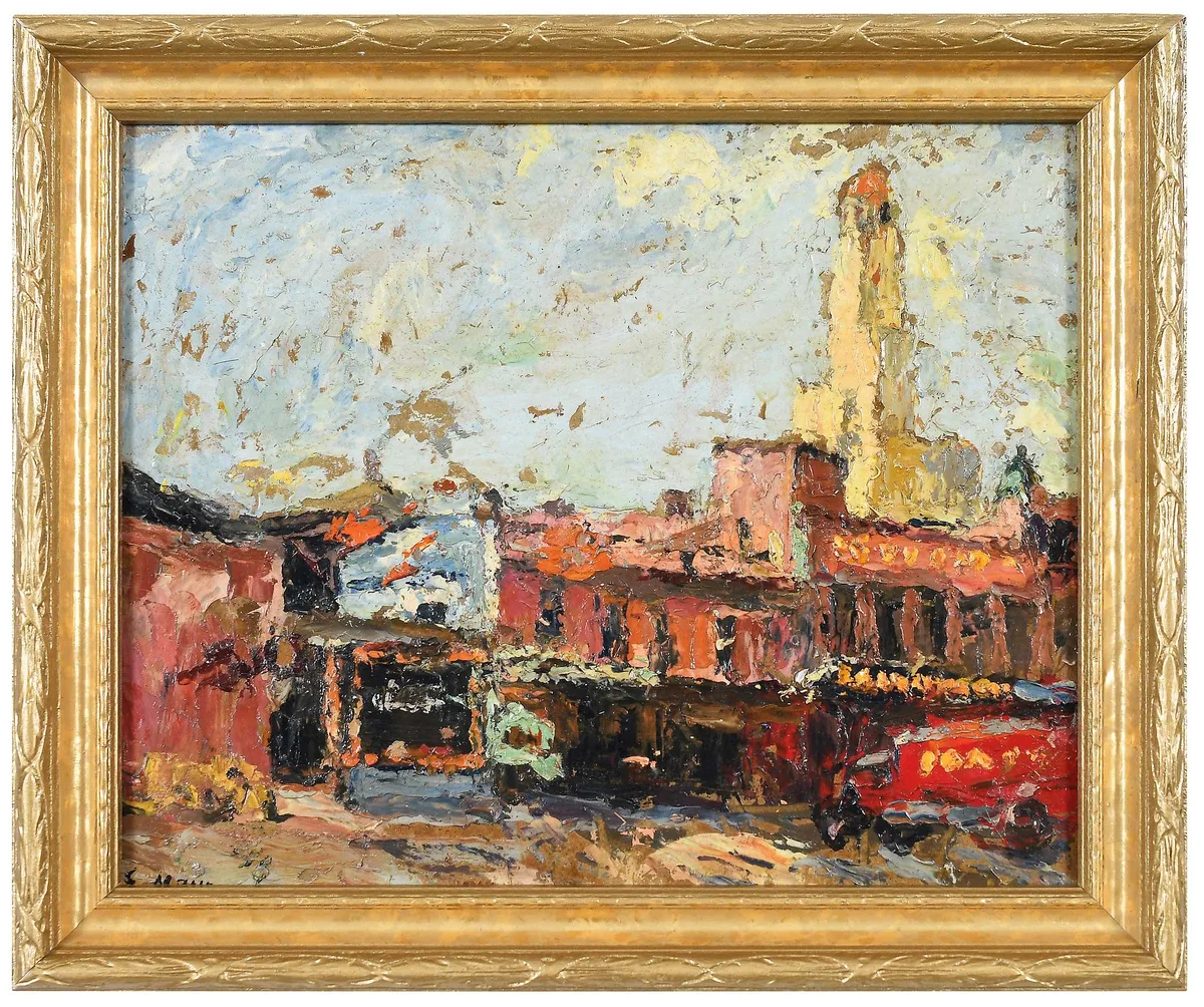 Impressionist Street Scene by Ernest Frederick Meyer, oil on board, sold Aug 2026