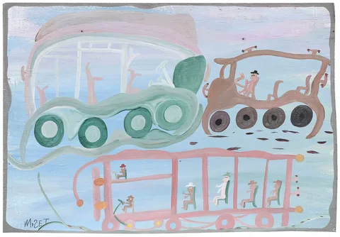 Mose Tolliver, Bus Trio, paint on board