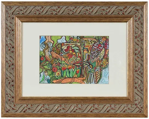 Alpha Andrews, Fish and Fowl, mixed media on paper