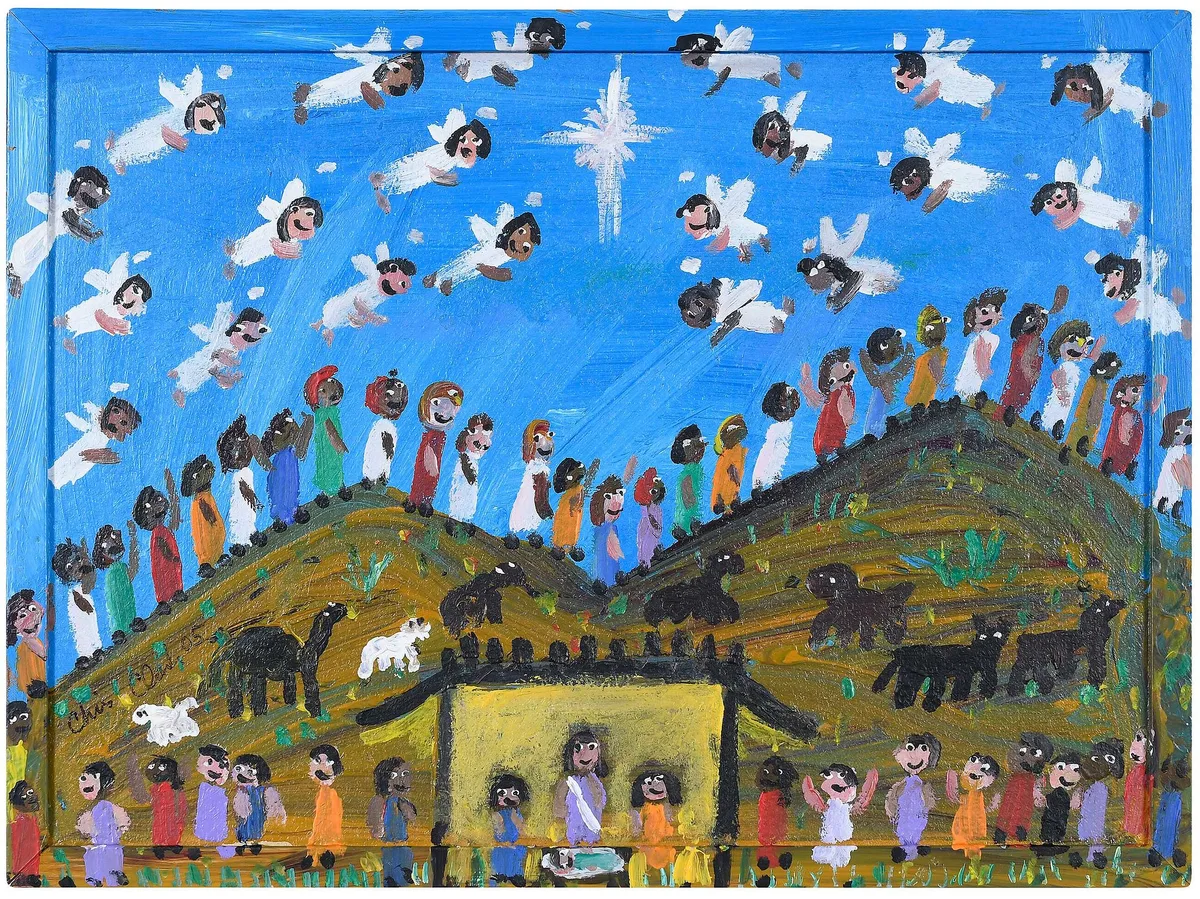 Chris Clark, Go Tell It On the Mountain, Over the Hill and Everywhere, 2005, acrylic on bulletin board