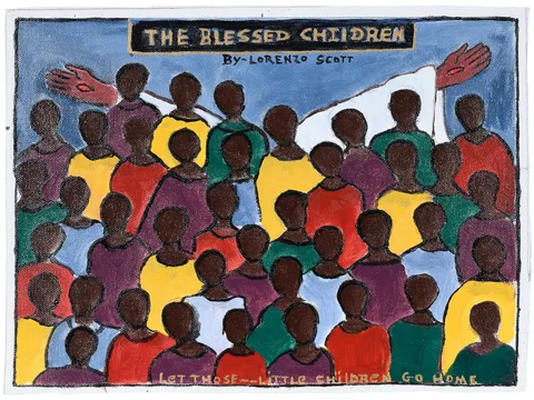 Lorenzo Scott, The Blessed Children (Cartoon for painting church ATL), oil on canvas