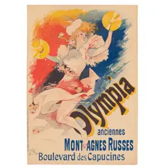 Jules Chéret, Olympia Anciennes, Mont Agnes Russes, Boulevard des Capucines (Brodio 345), 1892, Lithograph in colors on wove paper linen-backed