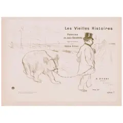 La Couverture, from Les Vieilles Histoires (The Cover, from Old Stories) (Delteil 18, Adhémar 19, Wittrock 5, Adriani 27) by Henri de Toulouse-Lautrec, 1893, Lithograph in olive-green on wove paper, Wittrock's first edition of an unknown size, sold Jul 2026