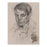 Salvador Dalí, Portrait of Picasso (Moi, aussi j'ai connu l'Empereur) (Field 70-7, Michler/Löpsinger 448), 1970, Etching on collotype with stencil on grey Richard de Bas paper