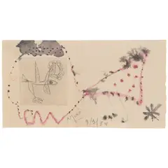 Joan Miró, Untitled, from Mon Chemin (Cramer bk. 29), 1953, Drypoint with unique hand-coloring on Auvergne à la main paper