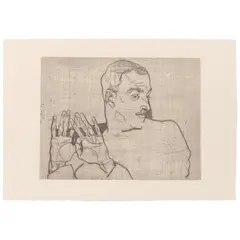 Egon Schiele, Bildnis Arthur Roessler (Portrait of Arthur Roessler) (Kallir 8), 1914, Drypoint on japon paper, a posthumous impression, state C (final), from the deluxe edition of Egon Schiele The Graphic Work
