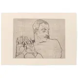 Egon Schiele, Bildnis Arthur Roessler (Portrait of Arthur Roessler) (Kallir 8), 1914, Drypoint on japon paper, a posthumous impression, state C (final), from the deluxe edition of Egon Schiele The Graphic Work