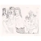 Pablo Picasso, La Fête de la Patronne, ces Dames médisent de Degas, réduit à un Tiers de Profil (The Feast of the Patron Saint, these Ladies slander Degas, reduced to a Third Party in Profile), pl. 127, from Série 156 (Bloch 1982, Baer 1992), 1971, Etching on wove paper