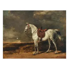 British School, A portrait of the horse 'PASTA' in a landscape, oil on board