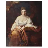 Portrait of Nellie O'Brien, three-quarter length, leaning against a stone wall and wearing a pink and white dress by Joshua Reynolds, oil on canvas, sold Jul 2026