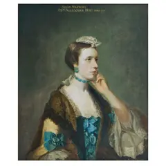 Allan Ramsay, Portrait of Susan Maxwell, later Mrs Alexander Hay, half length, in a blue-ribboned dress and black shawl, oil on canvas