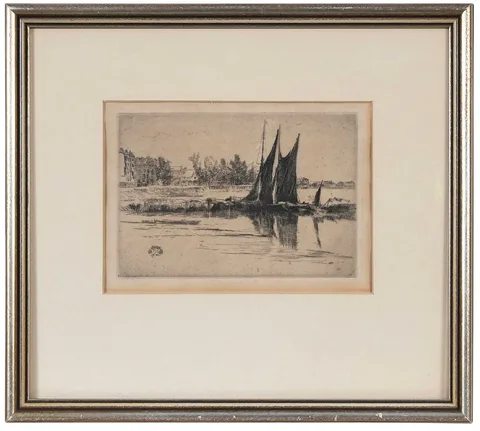 Hurlingham (K.181, G. 184, M. 178) by James Abbott McNeill Whistler, 1879, etching and drypoint on antique laid paper with symmetrical grape cluster watermark, sold Jul 2026