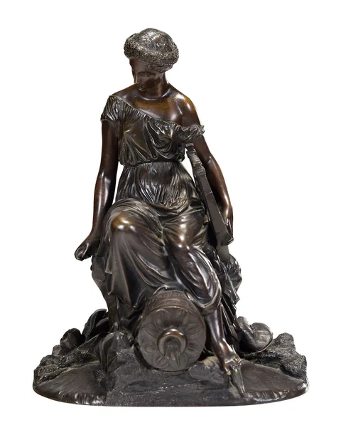 James Pradier, Figure from La Fontaine de Pradier, Nimes, patinated bronze