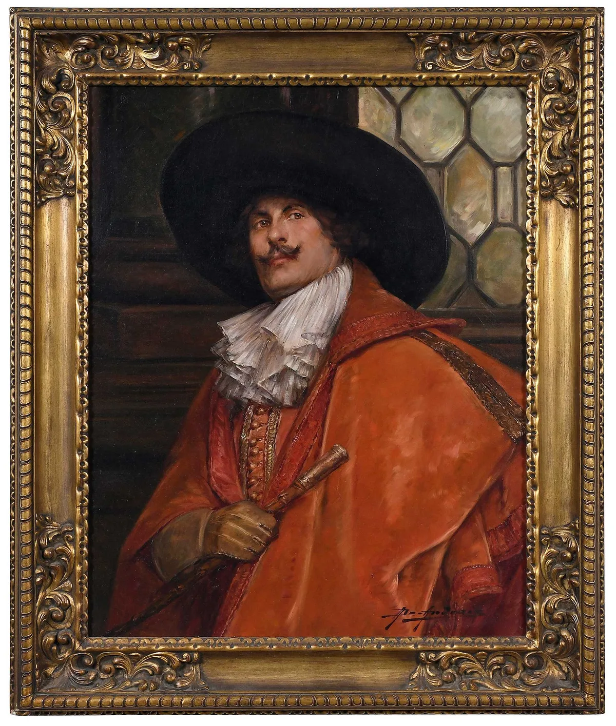 Alex de Andreis, Cavalier with Cane, oil on canvas