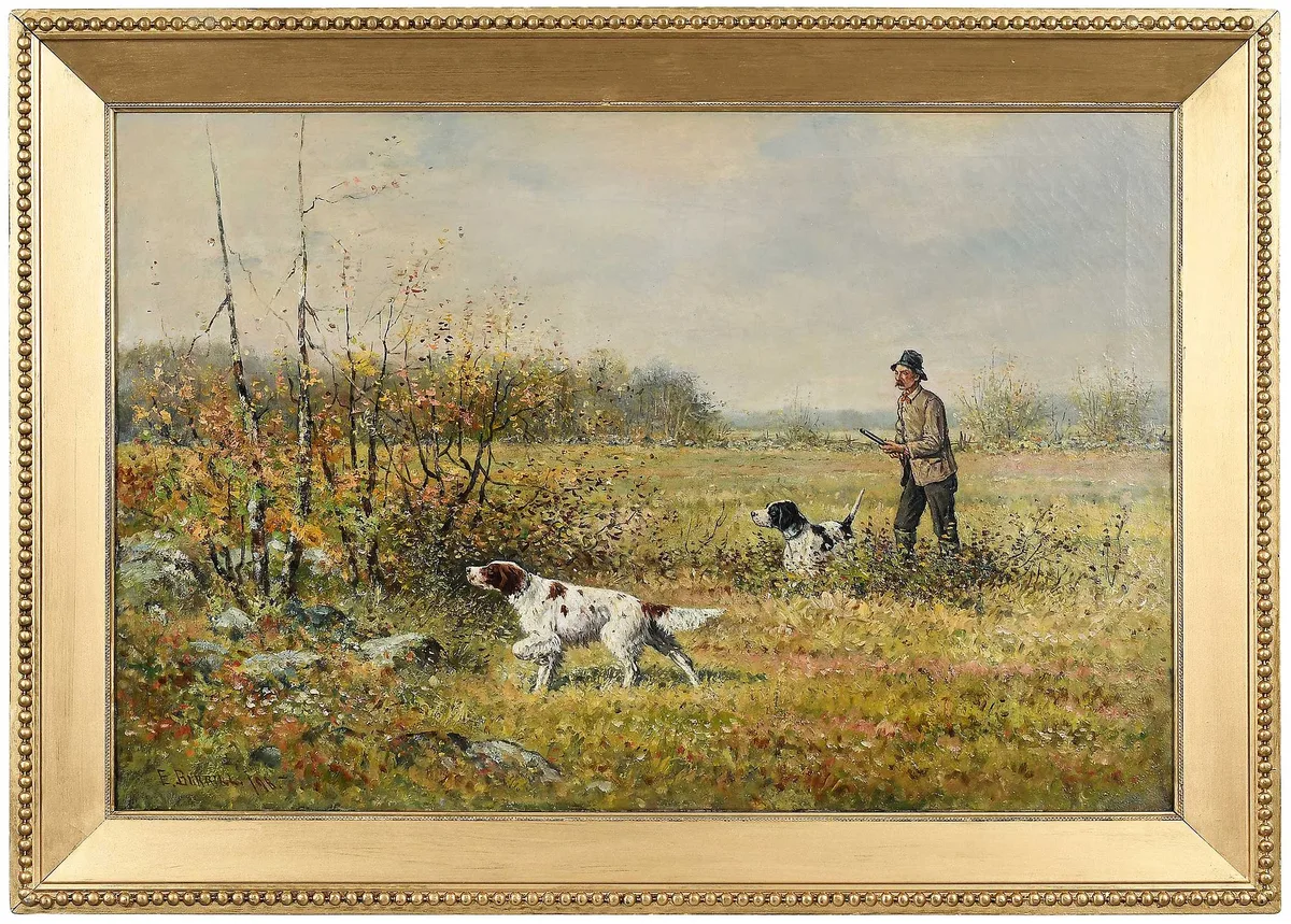 Edward E. Burrill, English Setters, 1898, oil on canvas