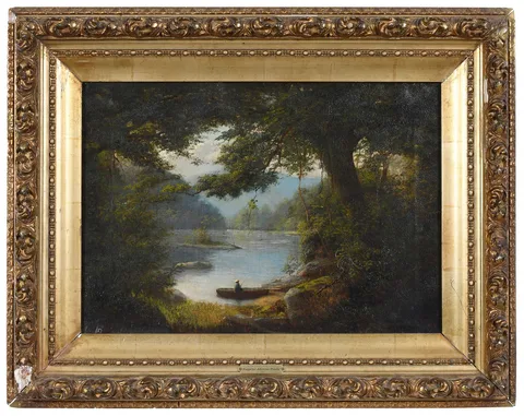 Fishing Near the Shore by Eugene Alonzo Poole, oil on canvas, sold Jul 2026