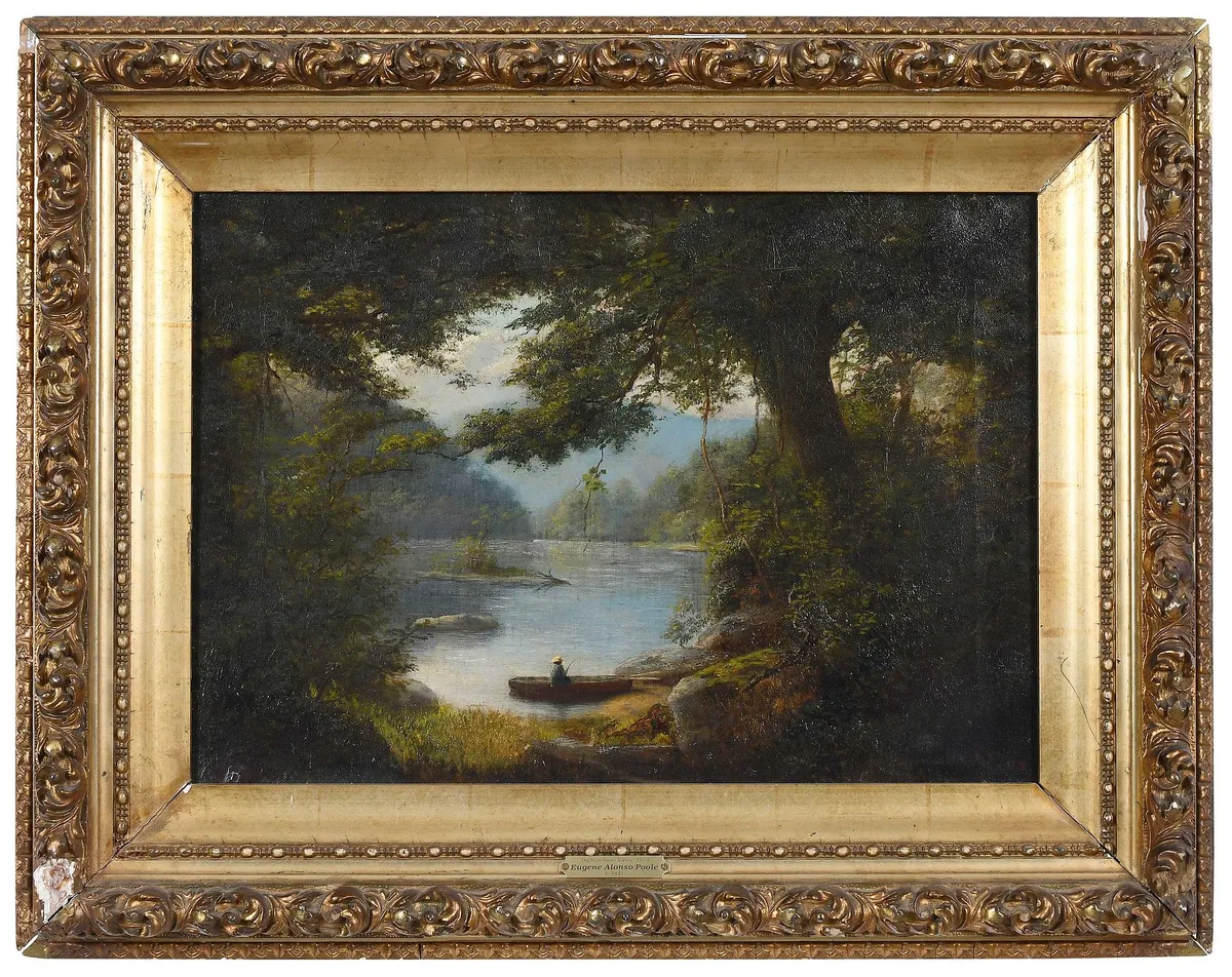 Fishing Near the Shore by Eugene Alonzo Poole, oil on canvas, sold Jul 2026