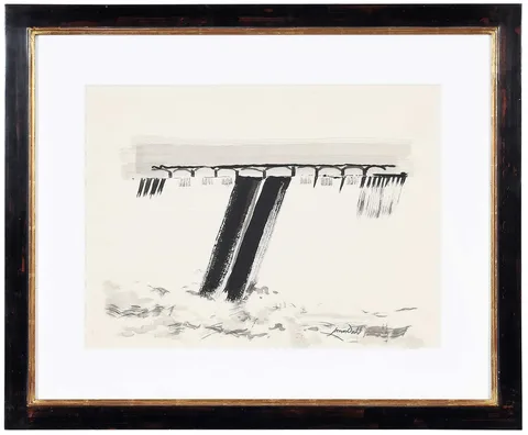 Lamar Dodd, Drought Relief, Coulee Dam, watercolor on paper