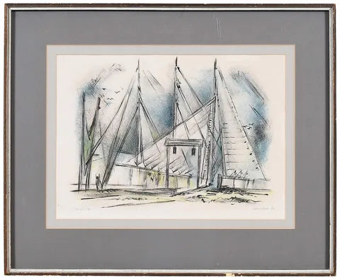 Lamar Dodd, Tied Up, 1952, colored lithograph on paper