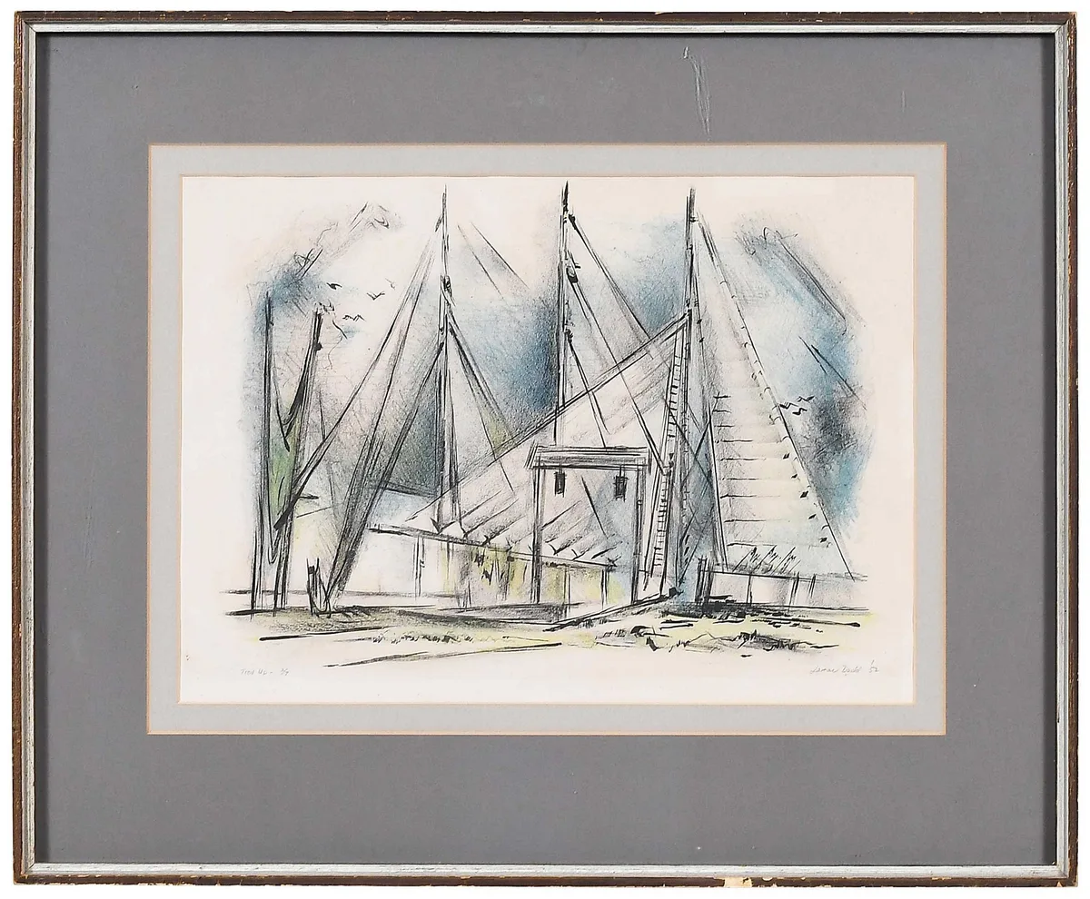 Lamar Dodd, Tied Up, 1952, colored lithograph on paper