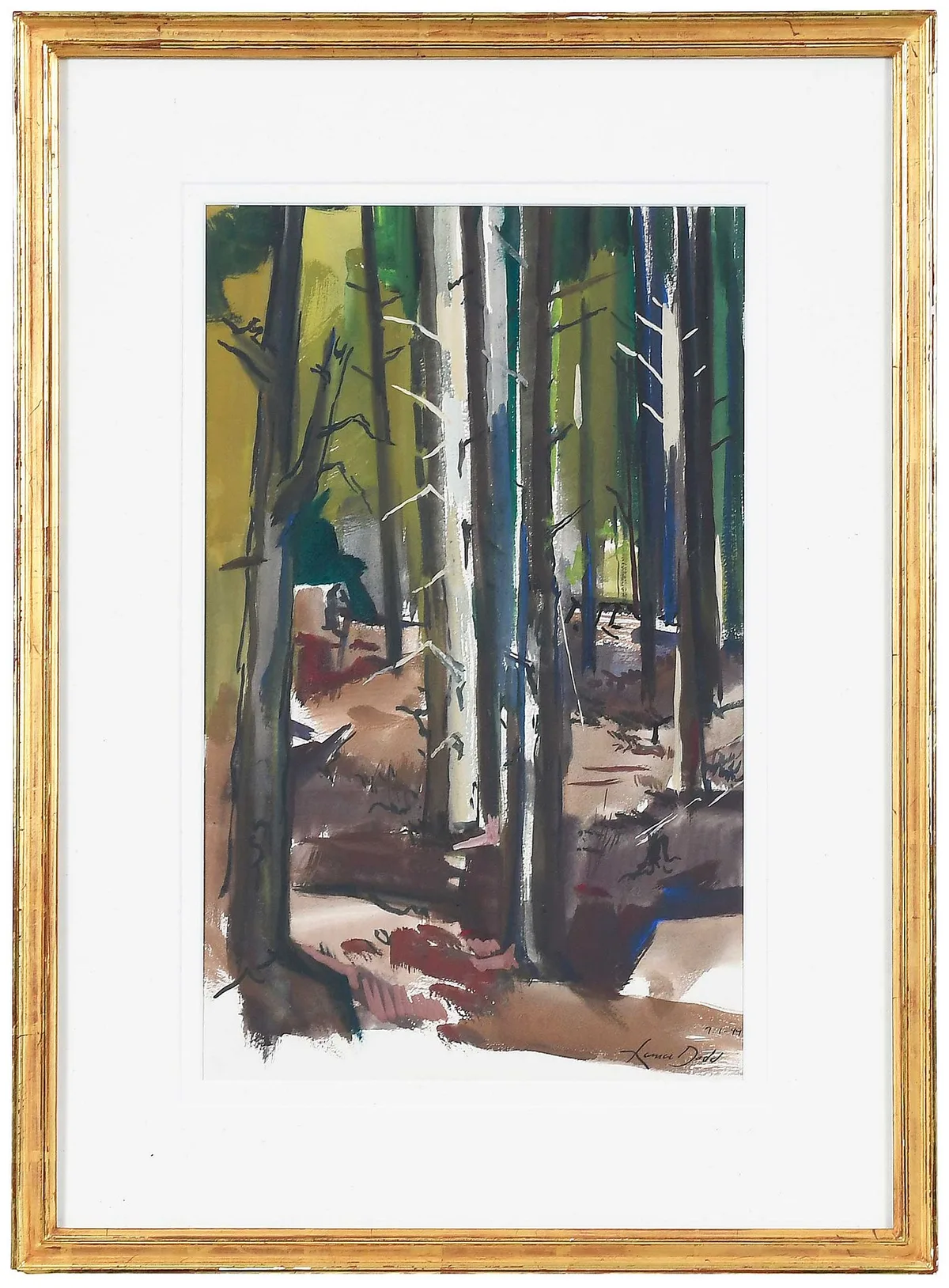 Sunlit Trees by Lamar Dodd, 1949, gouache on paper, sold Jul 2026
