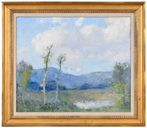William Jurian Kaula, New England Landscape, oil on board